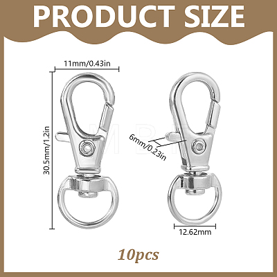 10Pcs Alloy Swivel Lobster Claw Clasps FIND-HY0005-47P-1