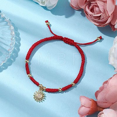 Golden Tone Sun Brass Micro Pave Clear Cubic Zirconia Charm Bracelets BJEW-JB10599-1