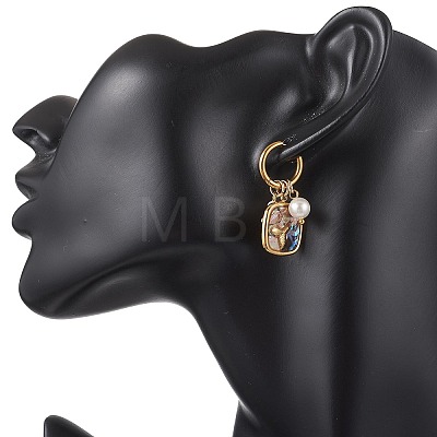 Abalone Shell Pendant Necklace & Hoop Earrings with Shell Pearl & Natural Freshwater Pearls SJEW-JS01379-02-1