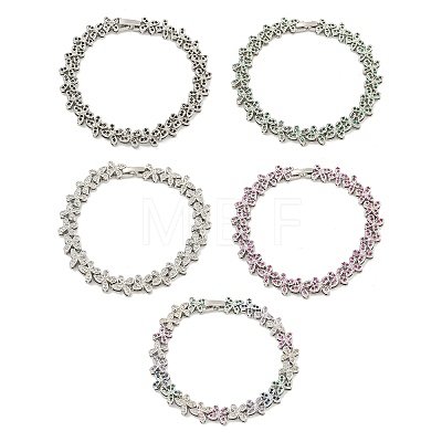 Rack Plating Brass Pave Cubic Zirconia Butterfly Link Bracelets for Women BJEW-B110-05P-1