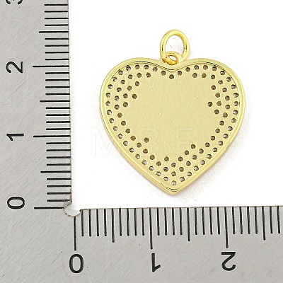 Rack Plating Heart with Flower Brass Micro Pave Clear Cubic Zirconia KK-Z053-23G-01-1