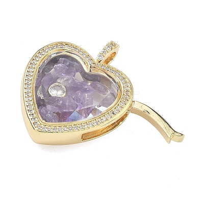Brass Micro Pave Clear Cubic Zirconia Pendants KK-C251-07G-03-1
