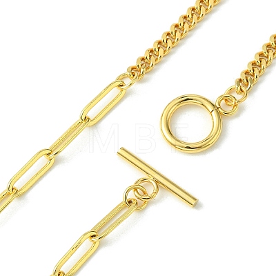 Brass Curb & Paperclip Chain Necklaces with Toggle Clasps NJEW-JN04609-1