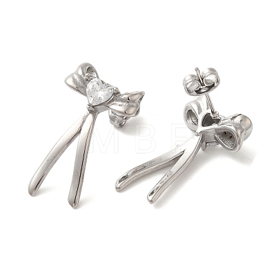 304 Stainless Steel Bowknot Stud Earrings EJEW-C113-01P-1