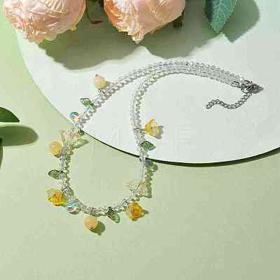 Glass with Topaz Jade Beaded Necklaces NJEW-JN04680-03-1
