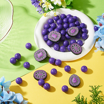 56Pcs 4 Styles Silicone Beads FIND-TA0010-75C-1