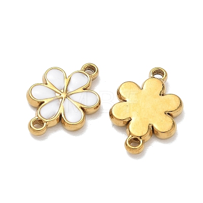 304 Stainless Steel Enamel Flower Links Connector Charms STAS-K330-16G-01-1