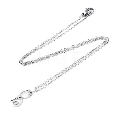 201 Stainless Steel Kitten Pendants Necklaces NJEW-S105-JN590-40-1-1