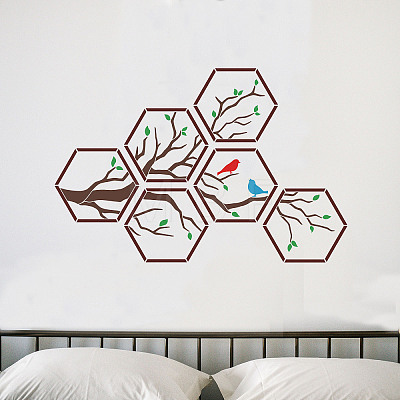 6Pcs 6 Styles Hexagon PET Hollow Out Drawing Painting Stencils DIY-WH0394-0028-1