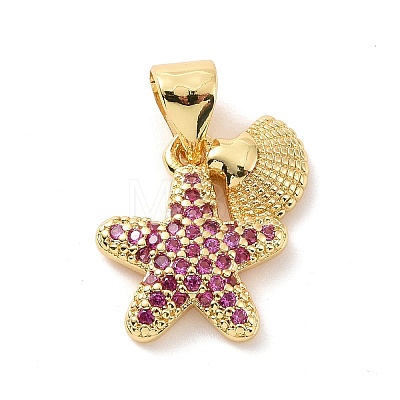 Brass Micro Pave Cubic Zirconia Charms KK-G444-02G-02-1