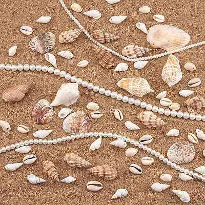 Natural Cowrie Shell Beads & Glass Pearl Round Bead DIY-SZ0007-37-1