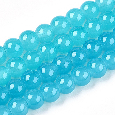 Baking Painted Imitation Jade Glass Round Bead Strands X-DGLA-Q021-6mm-07-1