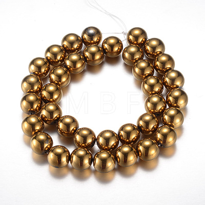Electroplate Magnetic Synthetic Hematite Bead Strands G-A165A-12mm-03-1