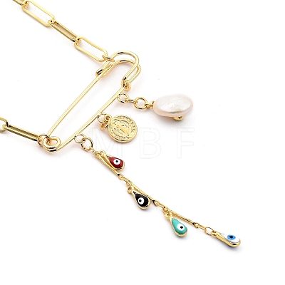 Evil Eye Brass Enamel Pendant Necklaces NJEW-JN03053-01-1
