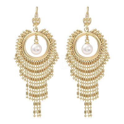 Brass Micro Pave Cubic Zirconia Dangle Earrings KK-CBADE12-05G-1
