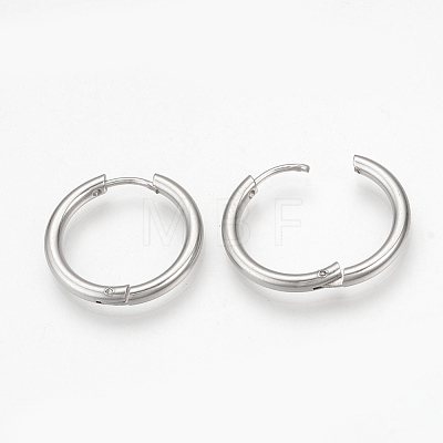 201 Stainless Steel Hoop Earrings X-MAK-R021-15mm-1