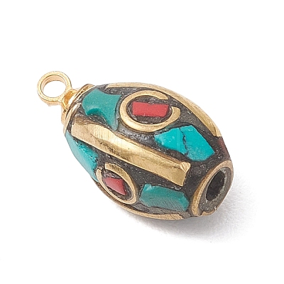 Synthetic Coral and Turquoise Pendants PALLOY-JF05134-1
