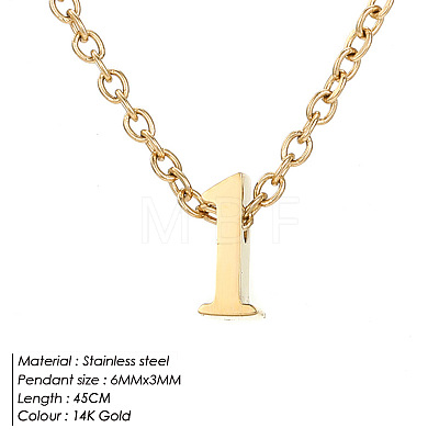 304 Stainless Steel Number Pendant Necklaces FS-WG6717D-09-1