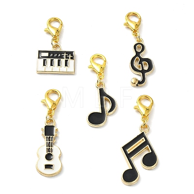 Musical Theme Alloy Enamel Pendants Decorations HJEW-JM01764-1