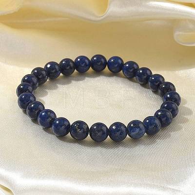 Natural Lapis Lazuli Bead Stretch Bracelets X-BJEW-K212-B-047-1