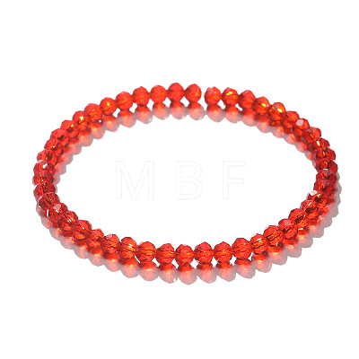 4mm Prism Faceted Rondelle Glass Beaded Stretch Bracelets for Women EH2213-2-1