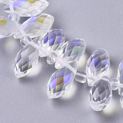 Electroplate Glass Faceted Teardrop Beads Strands X-EGLA-D014-38-1