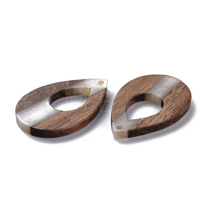 Opaque Resin & Walnut Wood Pendants RESI-T035-34-1