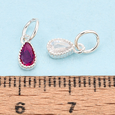 925 Sterling Silver Pave Cubic Zirconia Teardrop Birthstone Style Charms STER-T009-21S-1