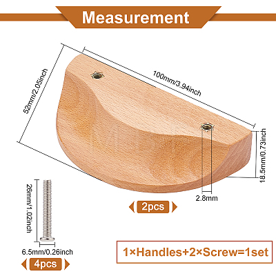 BENECREAT 6Pcs Wood Cabinet Drawer Handles FIND-BC0002-38-1