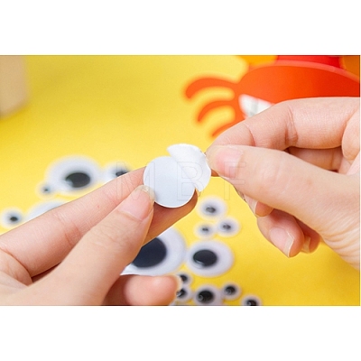Black & White Plastic Wiggle Googly Eyes Cabochons DOLL-PW0001-077A-1