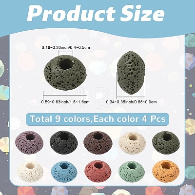 40Pcs 10 Colors Natural Lava Rock European Beads G-YW0003-01-1