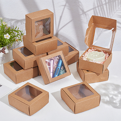 Foldable Creative Kraft Paper Mailer Boxes with Visible Window CON-WH0113-08B-02-1