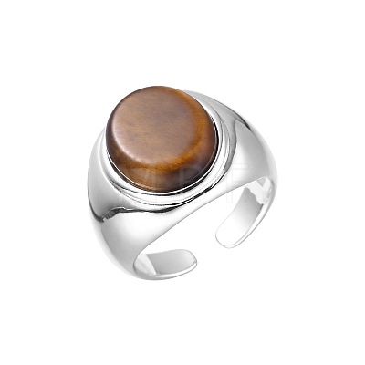 Oval Natural Tiger Eye Finger Rings WG13BF8-08-1