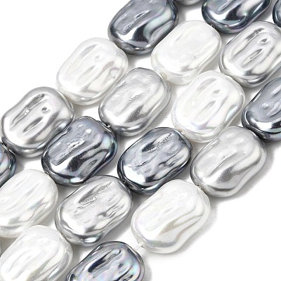 Electroplated Glass Shell Pearl Beads Strands BSHE-B009-F03-01-1