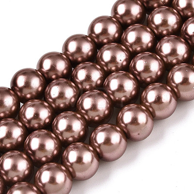 Baking Painted Pearlized Glass Pearl Round Bead Strands HY-Q003-10mm-92-1