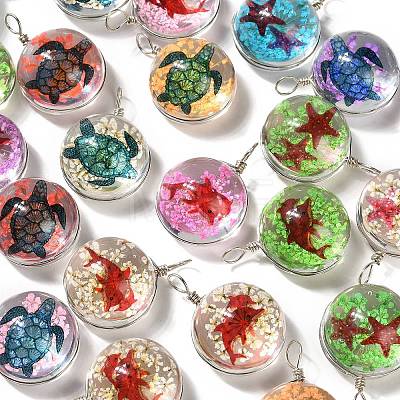 Transparent Glass Pendants GLAA-M048-02-1