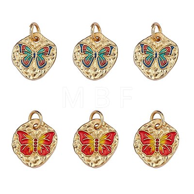 6Pcs 2 Style Rack Plating Brass Enamel Pendants KK-SZ0006-13-1