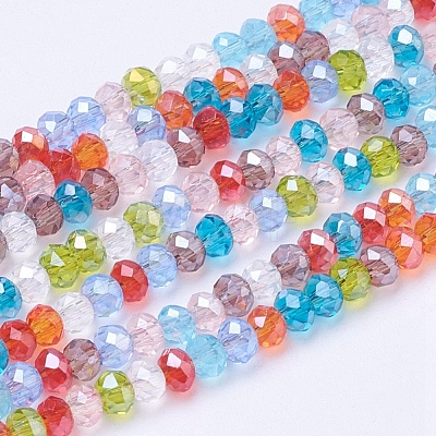 Mixed Electroplate Glass Faceted Rondelle Bead Strands X-EGLA-J047-3x2mm-46-1
