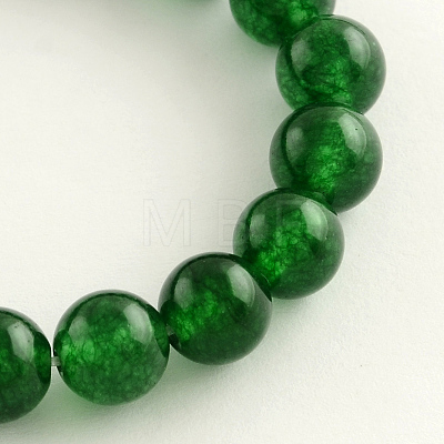 Dyed Natural White Jade Round Bead Strands G-Q937-13-1