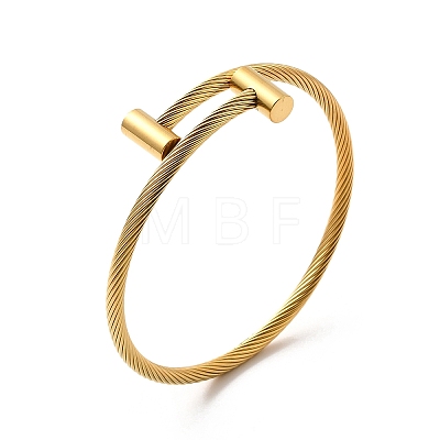 Ion Plating(IP) 304 Stainless Steel Twist Rope Open Cuff Bangle BJEW-P283-53A-1