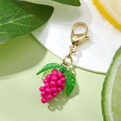 Glass Seed Beaded Grape Pendant Decoration HJEW-MZ00145-01-1