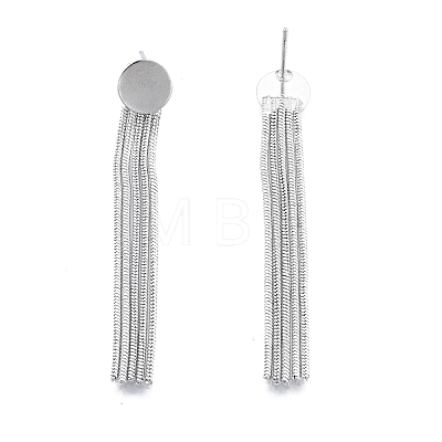 Brass Tassel Dangle Stud Earrings for Women EJEW-G322-25P-1