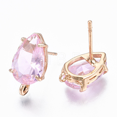 Transparent Brass Stud Earring Findings KK-S365-005-A02-1