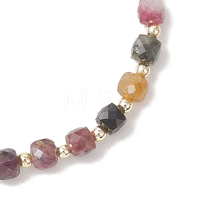 Cube Natural Gemstone & Electroplate Non-magnetic Synthetic Hematite Beaded Stretch Bracelets for Women BJEW-JB13355-1