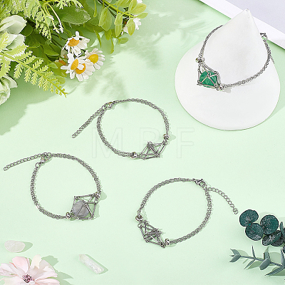 6Pcs 201 Stainless Steel Macrame Pouch Braided Gemstone Holder Bracelet Making BJEW-SC0001-72-1