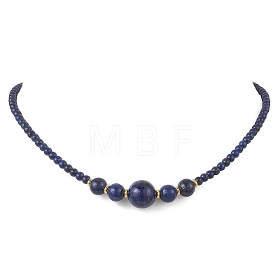 Natural Lapis Lazuli Round Graduated Beaded Necklaces NJEW-JN05654-02-1