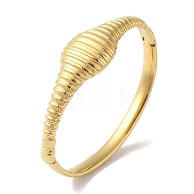 304 Stainless Steel Grooved Hinged Bangles for Women BJEW-I315-16G-1