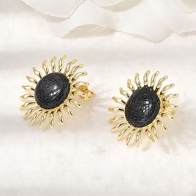Sun Brass Stud Earrings EJEW-D352-02G-1