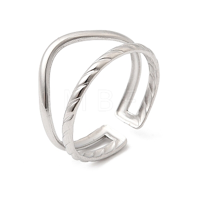 304 Stainless Steel Cuff Open Rings RJEW-P188-02D-P-1