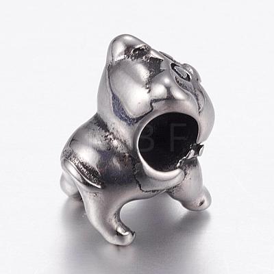 304 Stainless Steel Puppy European Beads STAS-P173-081AS-1